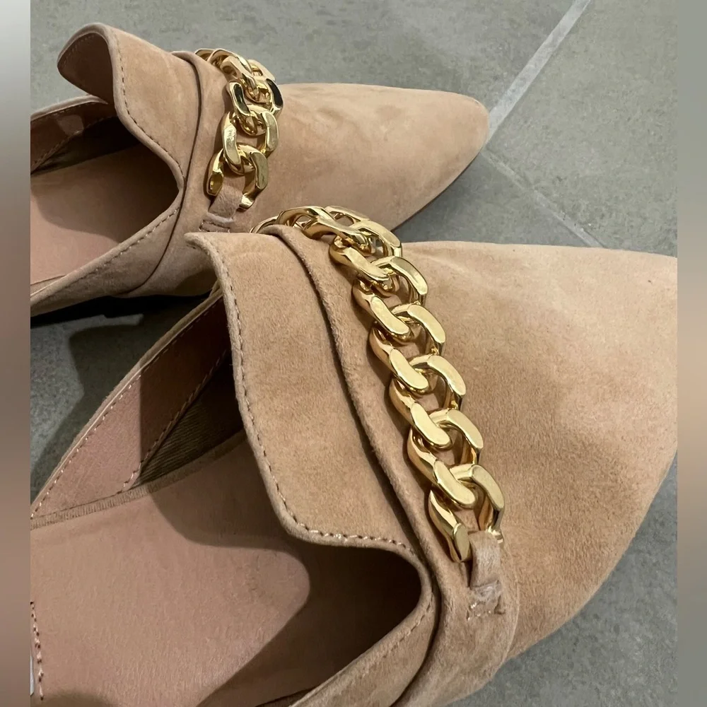 Steve Madden tan pointed toe chain flats - Picture 4 of 11